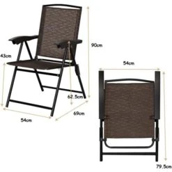 Set Of 4 Patio Folding Chairs Portable Garden Deck Lounge Armchairs Adjustable -Outdoor Furniture Store 71406048 5