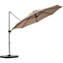 3.3m Patio Offset Cantilever Umbrella Outdoor Round Hanging Parasol Cross Base -Outdoor Furniture Store 71406064 4