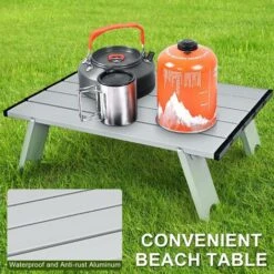 3 Pcs Folding Beach Chair And Table Set, 5 Adjustable Position Camping Chairs Set With Headrest, Cup Holder, Ice Bag And Towel Rack, Outdoor Portable Sun Lounger (Blue+Green, With Table) -Outdoor Furniture Store 71406596 4