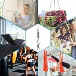 Ceiling Hook, Steel Spring 250kg Capacity Ceiling Wall Mount Hook Heavy Duty 304 Stainless Steel With Two Carabiners For Hanging Chair Hammock -Outdoor Furniture Store 72505157 4