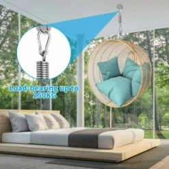 Ceiling Hook, Steel Spring 250kg Capacity Ceiling Wall Mount Hook Heavy Duty 304 Stainless Steel With Two Carabiners For Hanging Chair Hammock -Outdoor Furniture Store 72505157 5