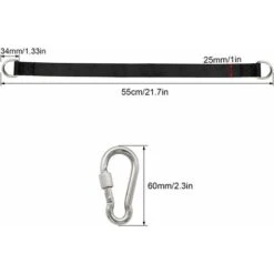2 Pack 55cm Swing Hanger Straps With Carabiner, Ideal For Swing Seat, Hammock, Tarps -Outdoor Furniture Store 72582862 3