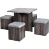 HOMCOM Dining Table W/ 4 Ottomans Seats Kitchen Home Furniture Set Modern Style -Outdoor Furniture Store 7279652 1
