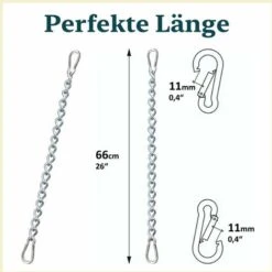 Chain With Two Carabiners, Variable Attachment For Hammock Chair Up To 230 Kg (Chain 66 Cm)