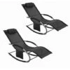SoBuy 2 Sets Outdoor Patio Recliners Rocking Chair Black,OGS28-SCHx2 -Outdoor Furniture Store 7564842 1