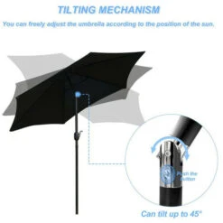 Garden Parasol, Parasol Umbrella With Crank And Tilt, UV Protection, Market Table Parasol, 2.5M, Black -Outdoor Furniture Store 76038762 3