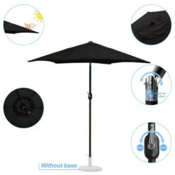 Garden Parasol, Parasol Umbrella With Crank And Tilt, UV Protection, Market Table Parasol, 2.5M, Black -Outdoor Furniture Store 76038762 4