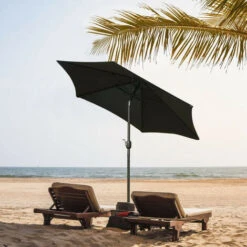 Garden Parasol, Parasol Umbrella With Crank And Tilt, UV Protection, Market Table Parasol, 2.5M, Black -Outdoor Furniture Store 76038762 5