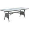 Casaria Poly Rattan Garden Table With Shelf Safety Glass Top Plate 190x90x74cm Weatherproof Patio Dining Colour Choice Grey -Outdoor Furniture Store 78233405 1