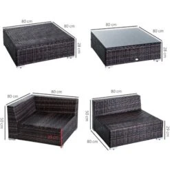 Outsunny 6 Pieces Rattan Furniture Set Conservatory Sofa Deluxe Wicker Garden Brown -Outdoor Furniture Store 7842288 2