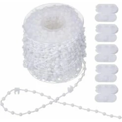 20m Vertical Blind Chain - Vertical Blind Accessories And 5 Blind Cord Connectors - Vertical Blind Bottom Chain For 89mm Slats, Superma, White