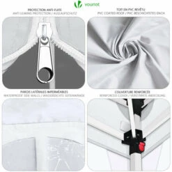 VOUNOT 3m X 3m Pop Up Gazebo With Sides & 4 Weight Bags & Carry Bag, White -Outdoor Furniture Store 80936953 4