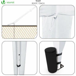 VOUNOT 3m X 3m Pop Up Gazebo With Sides & 4 Weight Bags & Carry Bag, White -Outdoor Furniture Store 80936953 5