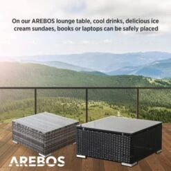 AREBOS Polyrattan Glass Coffee Table Side Table Garden Table Black 10 AREBOS Polyrattan Glass Coffee Table Side Table Garden Table Black -Outdoor Furniture Store 80975133 4