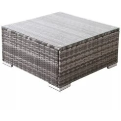 AREBOS Polyrattan Glass Coffee Table Side Table Garden Table Grey