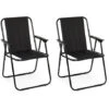 Folding Camping Chair, Black, Set Of 2, For Fishing, Black - IntimaTe WM Heart -Outdoor Furniture Store 81533813 1