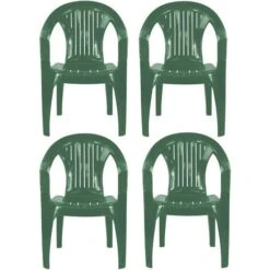 Simpa Solana Plastic Garden Chairs (Set Of 4) - GREEN