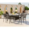 Furniturebox Antigua Modern Outdoor Brown PE Rattan 6 Seat Dining Set With Rectangular Table And 6 Chairs For Gardens And Patios