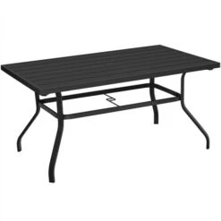 Yaheetech Patio Outdoor Dining Bistro Table With Umbrella Hole, Black