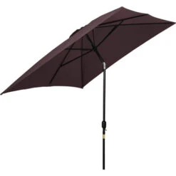 Outsunny 3x2m Patio Parasol Canopy Tilt Crank 6 Ribs Sun Shade Garden Brown