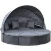 Outsunny Garden Daybed W/ Cushioned Round Sofa Bed Conversation Furnitur Set