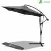 VOUNOT 3m Cantilever Garden Parasol, Banana Patio Umbrella With Crank Handle, Wind Protection Strap And Tilt, Grey -Outdoor Furniture Store 82892805 1