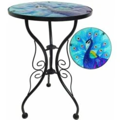 Decorative Outdoor Round Bistro Table – Peacock -Outdoor Furniture Store 83039061 3