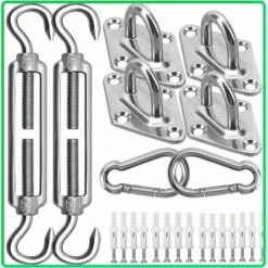 Shade Sail Hardware Kit - 304 Stainless Steel Sun Shade Installation Kit - 6 - For Installing Shade Sails