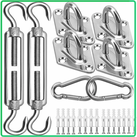 Shade Sail Hardware Kit - 304 Stainless Steel Sun Shade Installation Kit - 6 - For Installing Shade Sails 3 Shade Sail Hardware Kit - 304 Stainless Steel Sun Shade Installation Kit - 6 - For Installing Shade Sails
