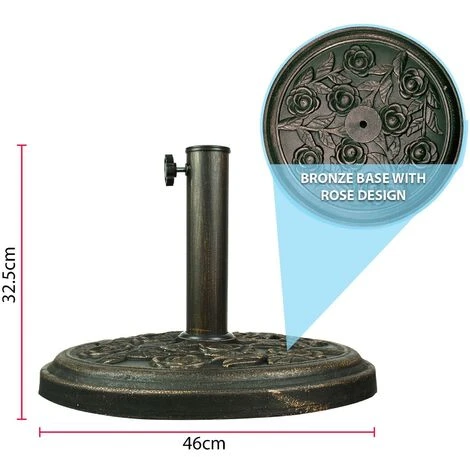 Floral Parasol Base Cast Iron Heavy Duty Umbrella Patio Garden Sunshade Holder 4 Floral Parasol Base Cast Iron Heavy Duty Umbrella Patio Garden Sunshade Holder - Image 2