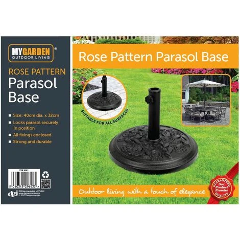 Floral Parasol Base Cast Iron Heavy Duty Umbrella Patio Garden Sunshade Holder 7 Floral Parasol Base Cast Iron Heavy Duty Umbrella Patio Garden Sunshade Holder - Image 5