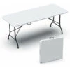VOUNOT Folding Picnic Table Portable Party Trestle Table For BBQ Camping Indoor Outdoor, White 2 VOUNOT Folding Picnic Table Portable Party Trestle Table For BBQ Camping Indoor Outdoor, White -Outdoor Furniture Store 83876684 1