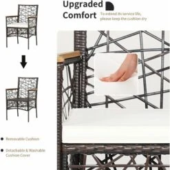 2pcs Rattan Dining Chairs Patio PE Wicker Garden Chairs Removable Cushions -Outdoor Furniture Store 83910273 5