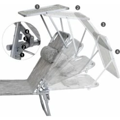 Songmics Sun Lounger, Sunbed, Reclining Sun Chair, With Headrest, Adjustable Backrest, Sunshade, Lightweight, Foldable, 53 X 193 X 29.5 Cm, Load Capacity 150 Kg, For Garden, Greige GCB19T 10 Songmics Sun Lounger, Sunbed, Reclining Sun Chair, With Headrest, Adjustable Backrest, Sunshade, Lightweight, Foldable, 53 X 193 X 29.5 Cm, Load Capacity 150 Kg, For Garden, Greige GCB19T -Outdoor Furniture Store 8466769 4