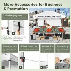 3M X 3M Pop Up Commercial Gazebo Outdoor Rolling Instant Canopy Tent W/ Sidewall -Outdoor Furniture Store 84708935 5