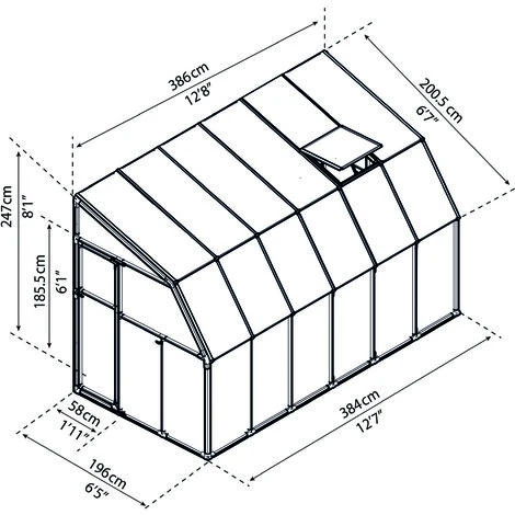 Palram - Canopia Sun Room 2 X 3.5 Lean To Conservatory / Veranda / Sunroom 7 Palram - Canopia Sun Room 2 X 3.5 Lean To Conservatory / Veranda / Sunroom - Image 5
