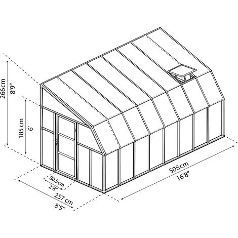 Palram - Canopia Sun Room 2.5 X 5 Lean To Conservatory / Veranda / Sunroom 7 Palram - Canopia Sun Room 2.5 X 5 Lean To Conservatory / Veranda / Sunroom - Image 5