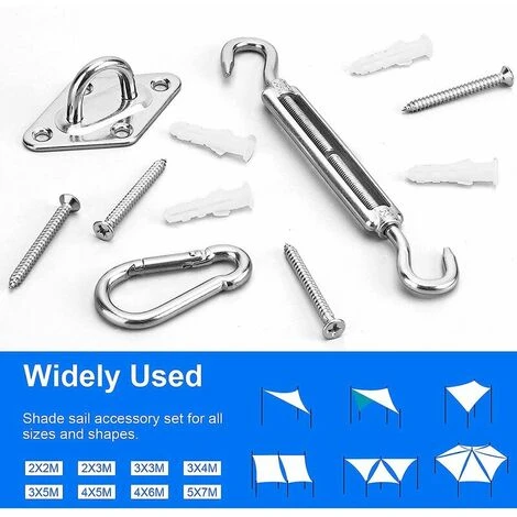GTA Heavy Duty M8 Shade Sail Fixing Kit 304 Stainless Steel Triangle & Square Canopy Fixing Kit Accessory Kit 7 GTA Heavy Duty M8 Shade Sail Fixing Kit 304 Stainless Steel Triangle & Square Canopy Fixing Kit Accessory Kit - Image 5