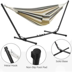 Yaheetech Double Hammock Bed & Stand Indoor/Outdoor, Desert Stripe 9 Yaheetech Double Hammock Bed & Stand Indoor/Outdoor, Desert Stripe -Outdoor Furniture Store 85549016 3
