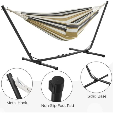 Yaheetech Double Hammock Bed & Stand Indoor/Outdoor, Desert Stripe 5 Yaheetech Double Hammock Bed & Stand Indoor/Outdoor, Desert Stripe - Image 3