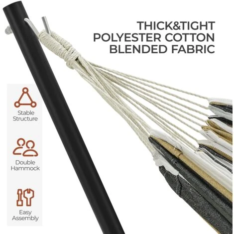 Yaheetech Double Hammock Bed & Stand Indoor/Outdoor, Desert Stripe 6 Yaheetech Double Hammock Bed & Stand Indoor/Outdoor, Desert Stripe - Image 4