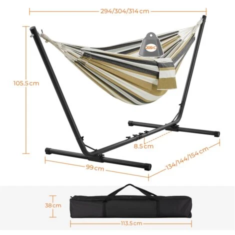 Yaheetech Double Hammock Bed & Stand Indoor/Outdoor, Desert Stripe 7 Yaheetech Double Hammock Bed & Stand Indoor/Outdoor, Desert Stripe - Image 5