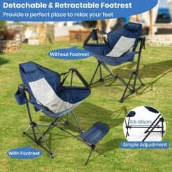 Hammock Camping Chair Folding Camping Swinging Chair W/ Retractable Footrest -Outdoor Furniture Store 85673043 3