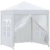 Gazebo, 3x3m Pop Up Party Tent With Side Panels, Waterproof Marquee, White -Outdoor Furniture Store 85702291 1