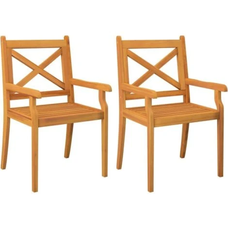 Outdoor Dining Chairs 2 Pcs Solid Wood Acacia VidaXL 3 Outdoor Dining Chairs 2 Pcs Solid Wood Acacia VidaXL