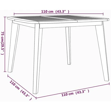 Garden Table 110x110x75 Cm Solid Wood Acacia VidaXL 5 Garden Table 110x110x75 Cm Solid Wood Acacia VidaXL - Image 3