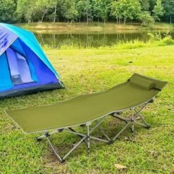 Portable Folding Camping Cot Steel Frame Single Person Military Sleeping Bed -Outdoor Furniture Store 85784411 3