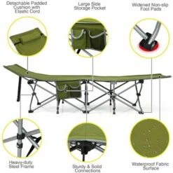 Portable Folding Camping Cot Steel Frame Single Person Military Sleeping Bed -Outdoor Furniture Store 85784411 5