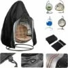 Egg Patio Hanging Egg Chair Cover Outdoor Swing Egg Chair Cover Waterproof Anti-dust With Zipper 210D Oxford Fabric Veranda Garden Lawn Chair Protector Furniture Accessory 115x190cm (Black) -Outdoor Furniture Store 85886365 1