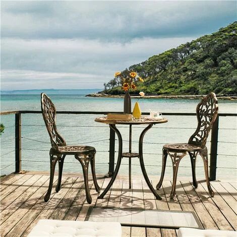 Yaheetech 3 Piece Patio Bistro Table Set, Bronze 4 Yaheetech 3 Piece Patio Bistro Table Set, Bronze - Image 2